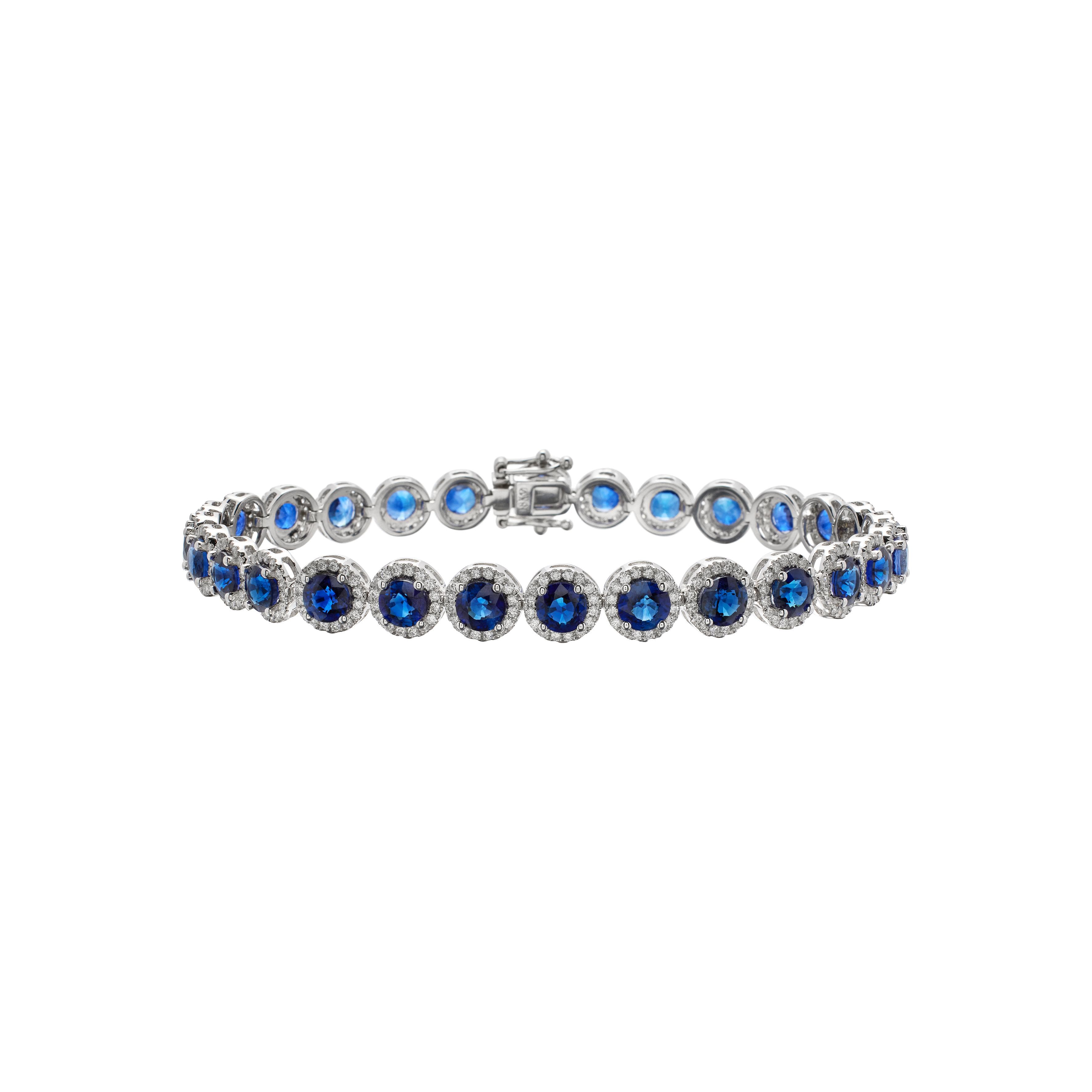 White Gold, 8.70ctw Sapphire and Diamond Tennis Bracelet