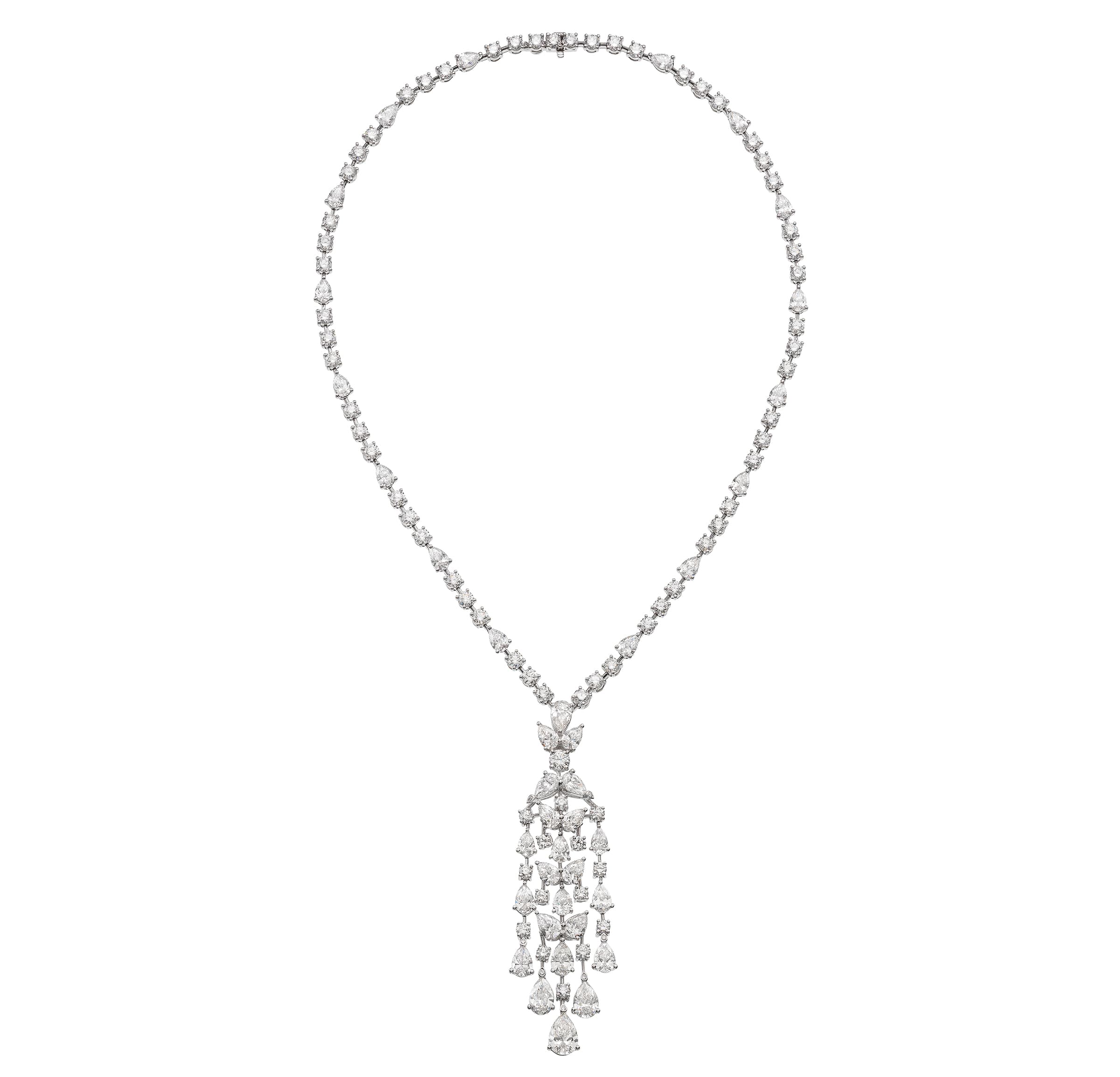 Platinum and Diamond Chandelier Necklace