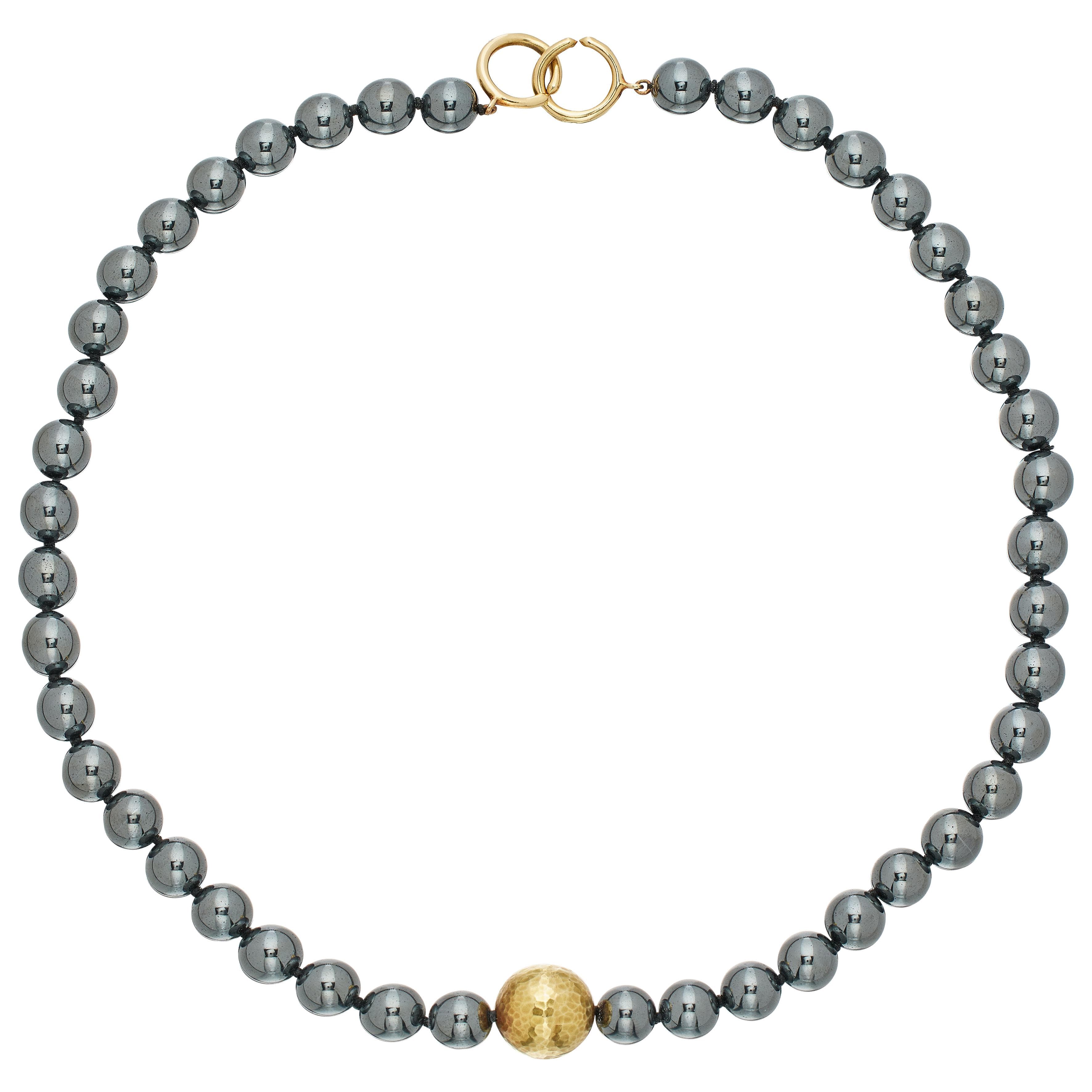 Vintage Gold and Hematite Bead Necklace