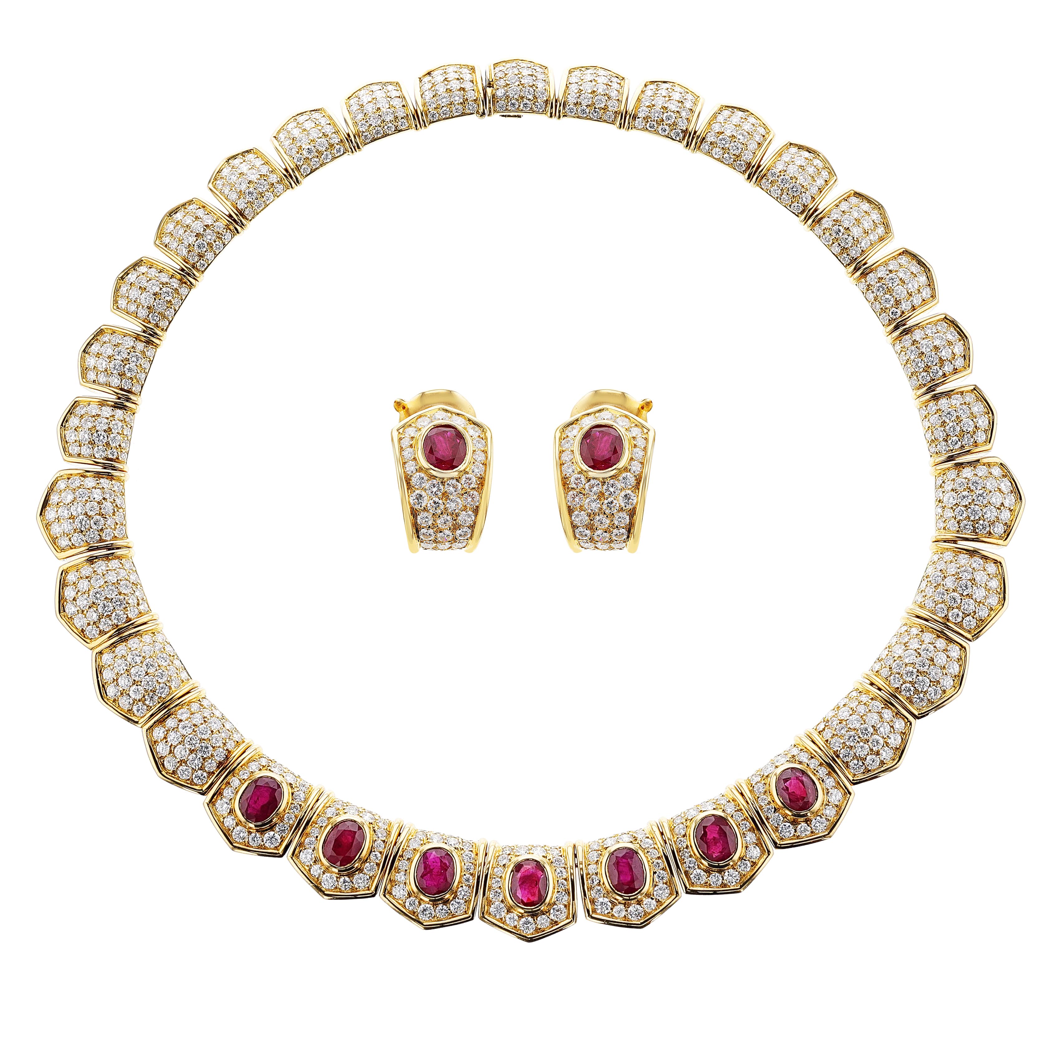 Gold, Ruby and Diamond Necklace Set