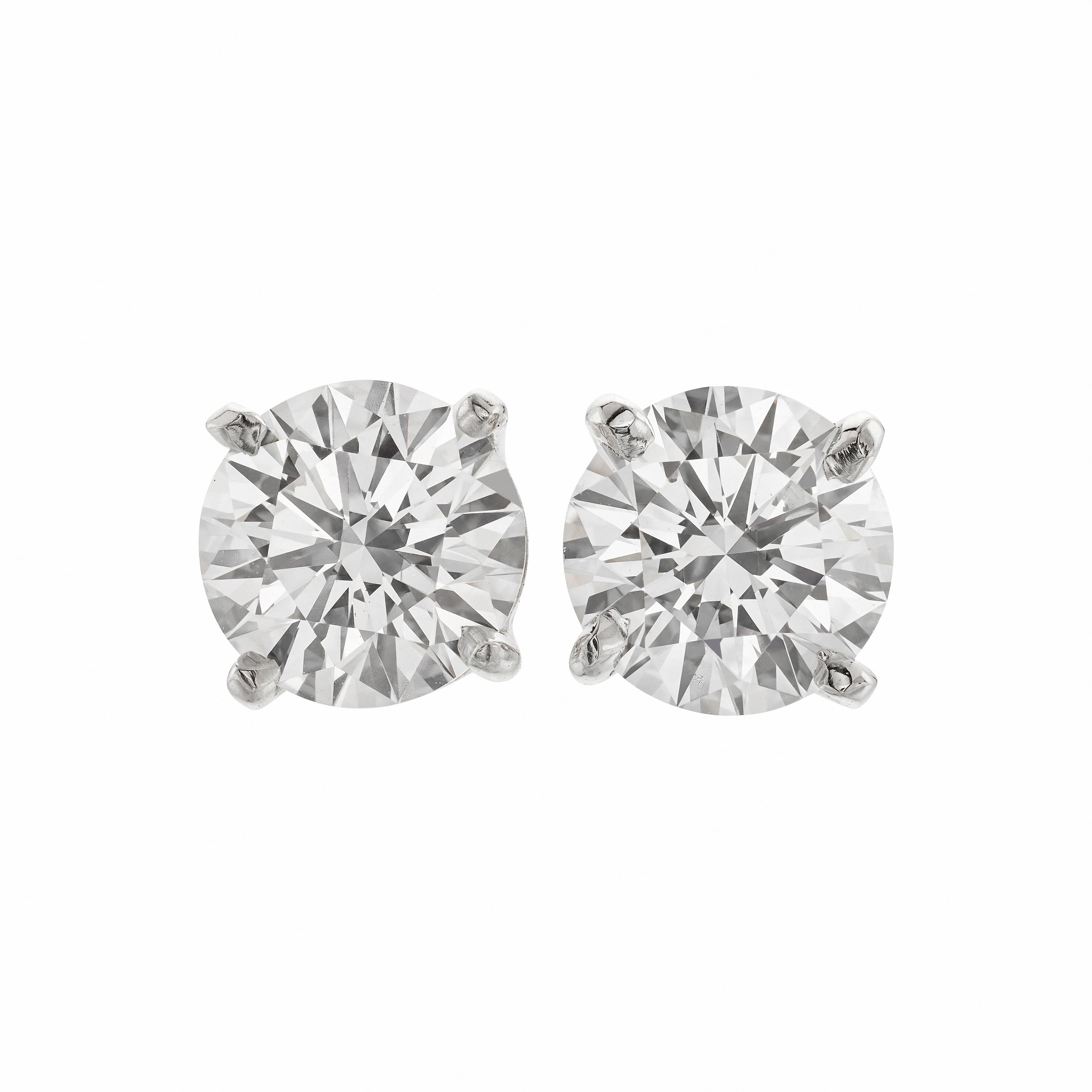 Platinum and 2.11ctw Round Brilliant Cut Diamond Stud Earrings