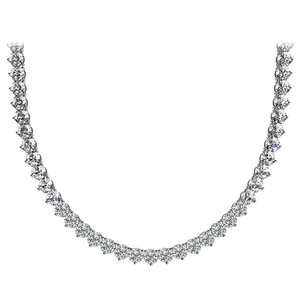 White Gold and 13.45ctw Round Brilliant Cut Diamond Tennis Necklace