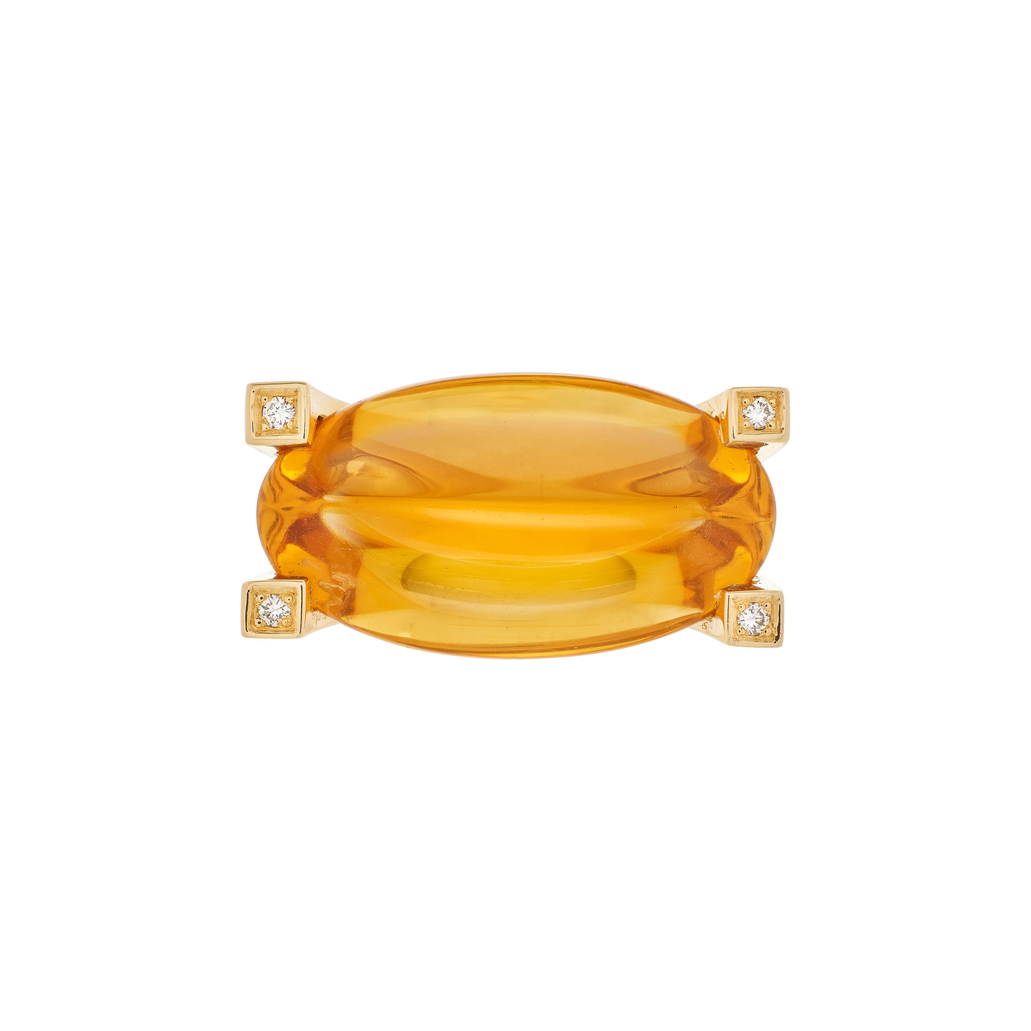 Gold, Citrine and Diamond Ring