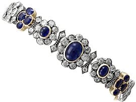 10.20ct Sapphire and 7.15ct Diamond, 18ct Yellow Gold Bracelet - Antique French Circa 1910