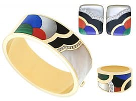 Gemstone and 14ct Yellow Gold Jewellery Suite - Vintage Circa 1970