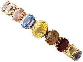 Multi-Gemstone and 9ct Yellow Gold Bangle - Antique Circa 1900