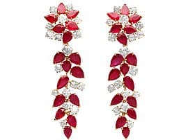26.80ct Burmese Ruby and 15.50ct Diamond Chandelier Earrings 18ct Yellow Gold