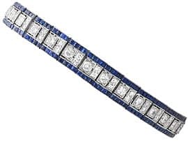 Antique 4.48ct Sapphire and 4.35ct Diamond, Platinum Line Bracelet