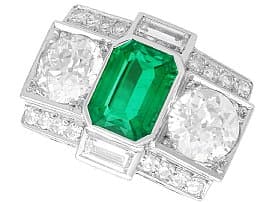 1.72ct Octagonal Emerald and 3.51ct Diamond, Platinum Cocktail Ring