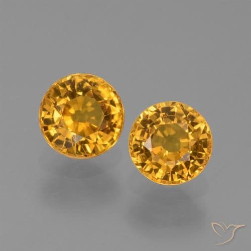 1.35ct Deep Golden Orange Sapphire, Round Cut, 4.93 mm