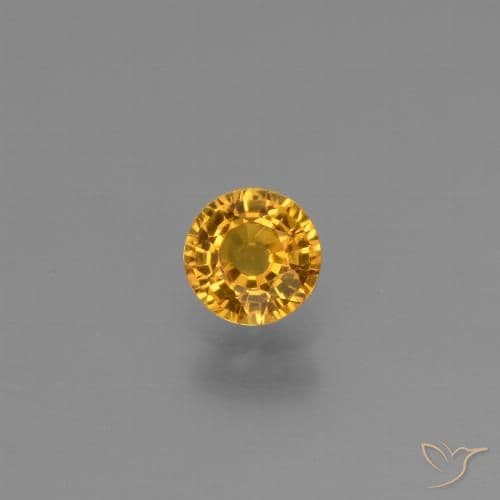 0.61ct Natural Orange-Gold Sapphire, Round Cut, 4.97 mm