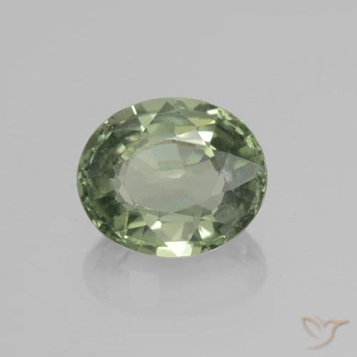 0.83ct Medium Light Green Sapphire, Oval Cut, 6.1x5.2 mm