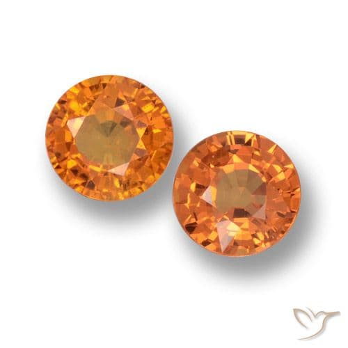 1.39ct Natural Medium Orange Sapphire, Round Cut, 5.09 mm