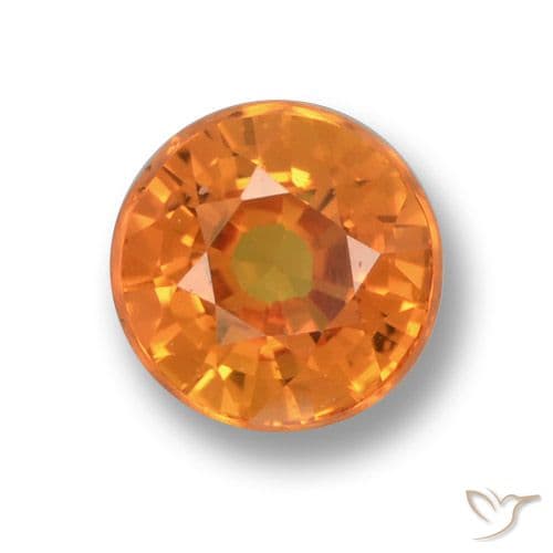 0.70ct Natural Bright Orange Sapphire, Round Cut, 4.94 mm