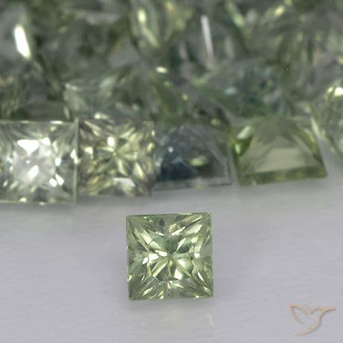 0.22ct Natural Light Sage Green Sapphire, Square, 3.1x3.1 mm