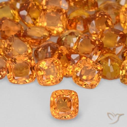 0.52ct Bright Orange Sapphire, Cushion Cut, 4.1x4.1 mm
