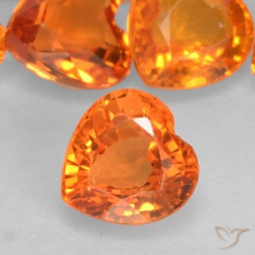 0.51ct Natural Fire Orange Sapphire, Heart Shape, 4.7x4.7 mm