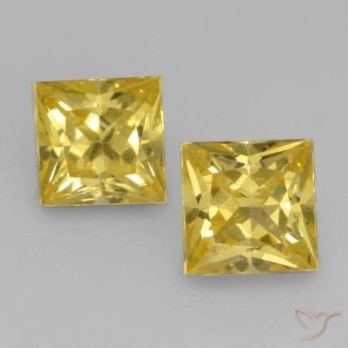 0.68ct Natural Medium Yellow Sapphire, Square, 3.7x3.6 mm