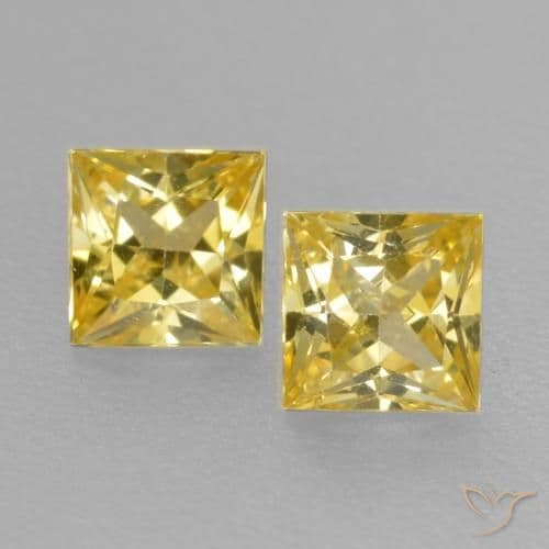 0.41ct Natural Medium Yellow Sapphire, Square, 3.1x3.1 mm