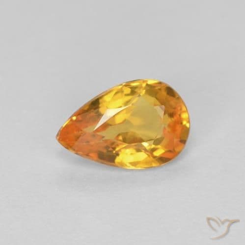 0.49ct Natural Medium Orange Sapphire, Pear Shape, 6x3.9 mm