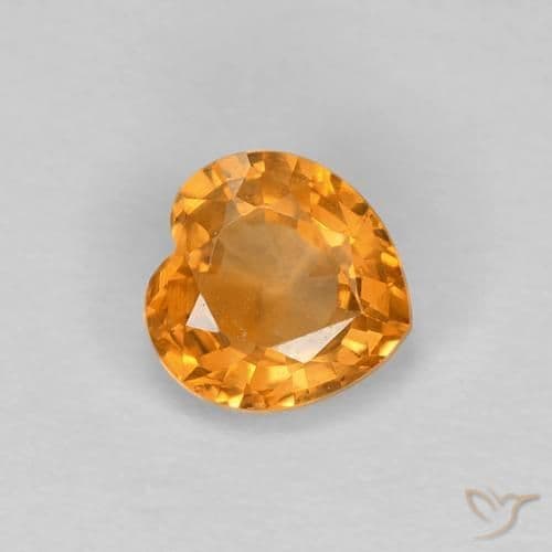 0.49ct Deep Orange-Gold Sapphire, Heart Shape, 4.7x4.6 mm
