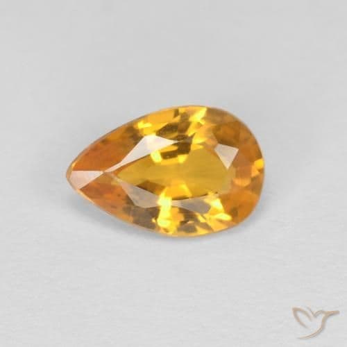 0.42ct Natural Orange-Gold Sapphire, Pear Shape, 5.9x3.9 mm
