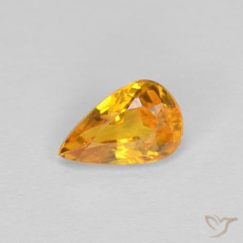 0.47ct Deep Orange-Gold Sapphire, Pear Shape, 6x3.8 mm