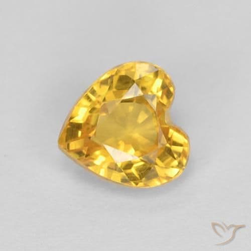0.53ct Golden Orange Sapphire, Heart Shape, 4.7x4.6 mm