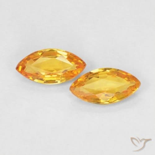 0.34ct Natural Orange-Gold Sapphire, Marquise, 5x2.5 mm