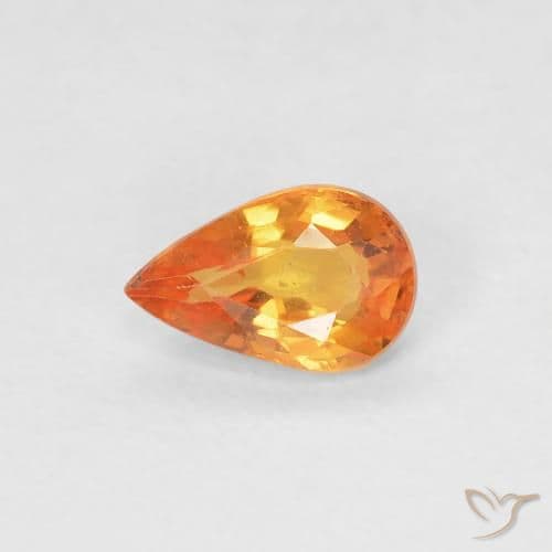 0.52ct Bright Orange Sapphire, Pear Shape, 6.1x3.9 mm