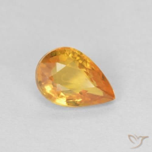 0.49ct Natural Medium Orange Sapphire, Pear Shape, 5.7x4 mm