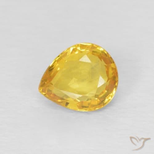 0.74ct Natural Golden Sapphire, Pear Shape, 6.1x5.1 mm