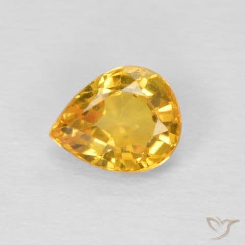 0.70ct Natural Golden Orange Sapphire, Pear Shape, 6x4.8 mm
