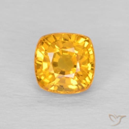 0.55ct Natural Orange-Gold Sapphire, Cushion Cut, 4.2x4.2 mm