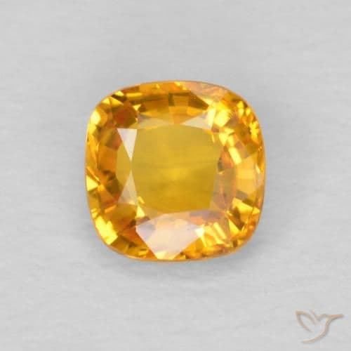 0.50ct Natural Orange-Gold Sapphire, Cushion Cut, 4.6x4.5 mm