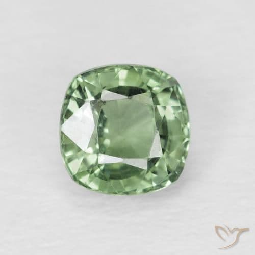 0.74ct Light Forest Green Sapphire, Cushion Cut, 4.7x4.6 mm