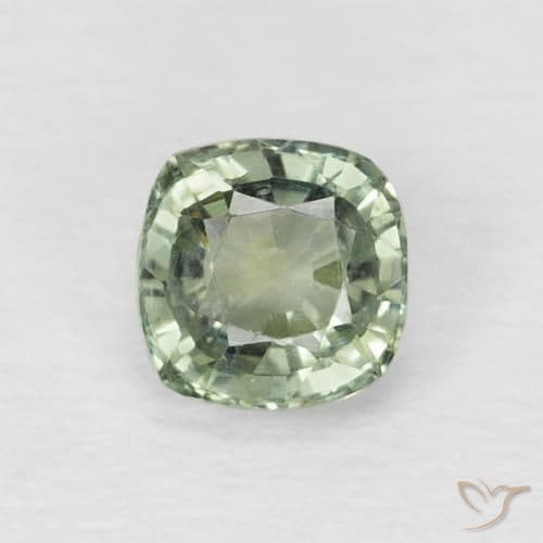 0.67ct Light Forest Green Sapphire, Cushion Cut, 4.6x4.6 mm