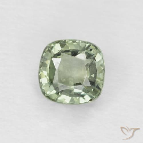 0.48ct Natural Light Green Sapphire, Cushion Cut, 4.2x4.2 mm