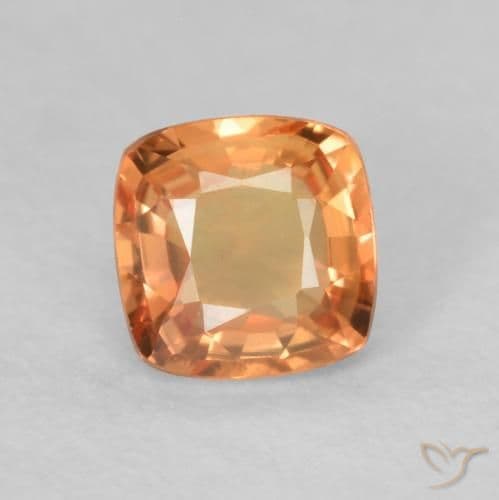 0.50ct Medium Orange Sapphire, Cushion Cut, 4.5x4.5 mm