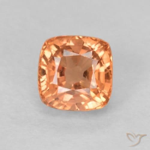 0.63ct Ginger Orange Sapphire, Cushion Cut, 4.2x4.2 mm