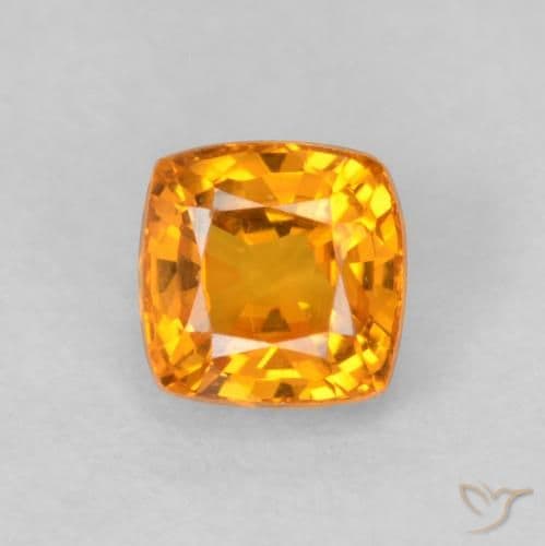0.56ct Bright Orange Sapphire, Cushion Cut, 4.2x4.2 mm