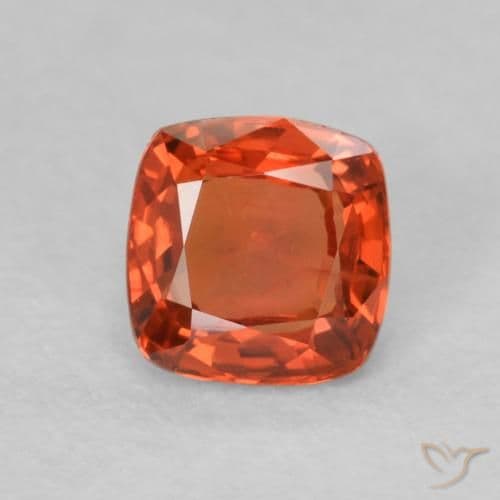 0.54ct Natural Warm Orange Sapphire, Cushion Cut, 4.5x4.5 mm
