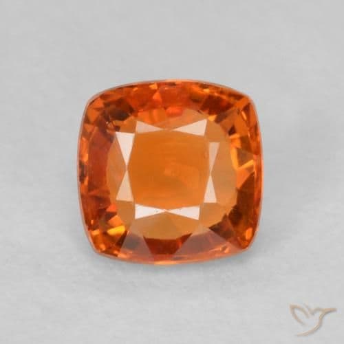 0.55ct Natural Fire Orange Sapphire, Cushion Cut, 4.5x4.5 mm
