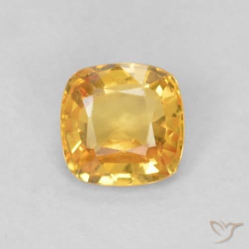 0.54ct Natural Orange-Gold Sapphire, Cushion Cut, 4.6x4.6 mm