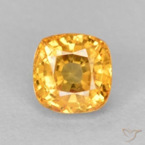 0.73ct Medium Orange Sapphire, Cushion Cut, 4.6x4.5 mm