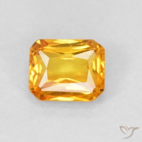 0.67ct Apricot Orange Sapphire, Emerald Cut, 4.8x4.1 mm