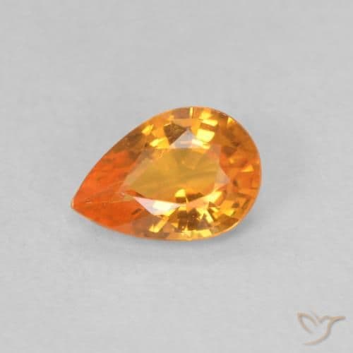 0.52ct Natural Bright Orange Sapphire, Pear Shape, 6x4.1 mm
