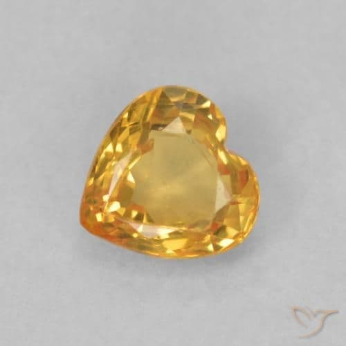 0.46ct Natural Orange-Gold Sapphire, Heart Shape, 4.6x4.6 mm