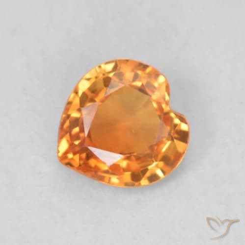 0.40ct Medium Orange Sapphire, Heart Shape, 4.6x4.5 mm