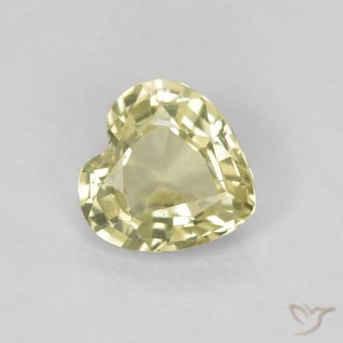 0.72ct Light Greenish Yellow Sapphire, Heart Shape, 5.5x5.5 mm